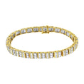 Load image into Gallery viewer, 14KT Yellow Gold 4.0 Cttw Baguette & Round Brilliant-Cut Diamond Channel & Prong-Set Tennis Bracelet - 7"
