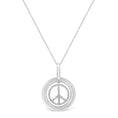 Load image into Gallery viewer, Matte Finish .925 Sterling Silver Diamond Accent Dancing Peace Sign 18" Pendant Necklace
