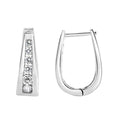 Load image into Gallery viewer, 14k White Gold 1/2 Cttw Channel Set Round Brilliant Diamond Huggy Hoop Earrings
