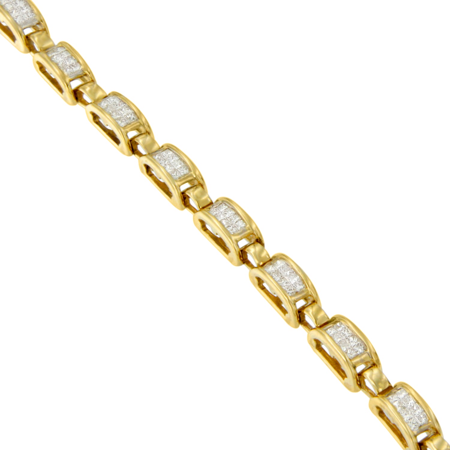 14K Yellow Gold Princess-Cut Diamond Links of Love Bracelet 2.00 cttw