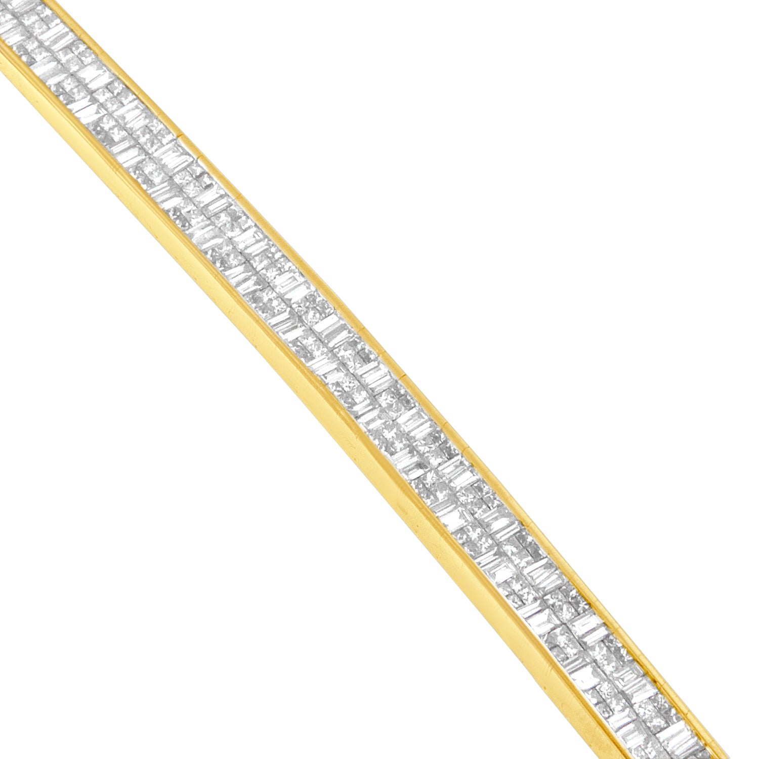 Classic 14K Yellow Gold Baguette and Princess Cut Diamond Eternity Bracelet 8 5/8 cttw