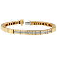 Load image into Gallery viewer, 14K Yellow Gold Princess-Cut Diamond Banded Bracelet 1.10 cttw
