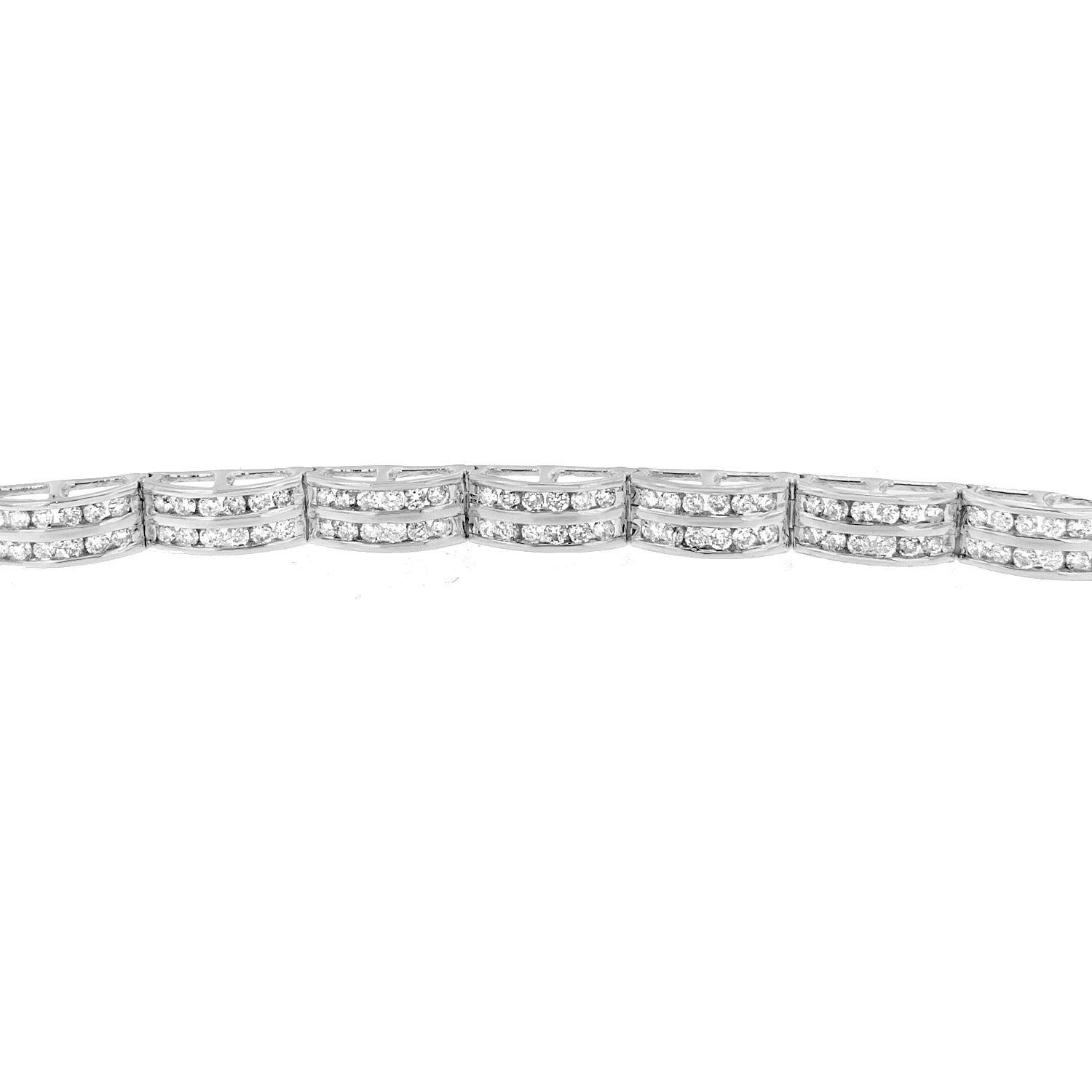 14K White Gold Round-Cut Diamond Bracelet 3.22 cttw