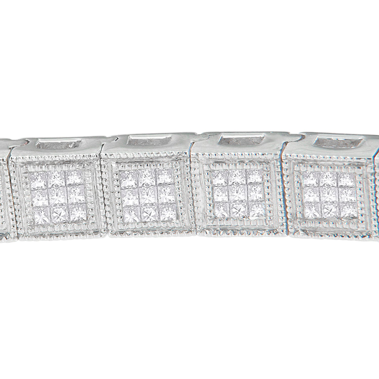 14K White Gold Princess Cut Diamond Cube Bracelet 2.86 cttw