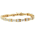 Load image into Gallery viewer, 14K Yellow Gold Princess and Baguette Cut Diamond Bow Bracelet 5 3/4 cttw
