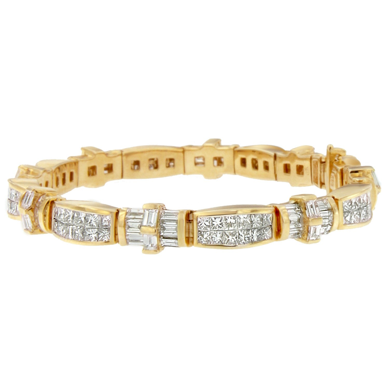 14K Yellow Gold Multi--Cut Diamond Ties of Love Eternity Bracelet 11.25 cttw