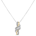 Load image into Gallery viewer, 10K Yellow Gold Plated .925 Sterling Silver 1/20 cttw Round Cut Diamond Swirl Pendant Necklace
