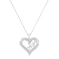 Load image into Gallery viewer, .925 Sterling Silver 1/4 cttw Diamond Engraved "Mom" in Heart Pendant Necklace
