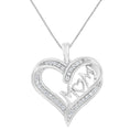 Load image into Gallery viewer, .925 Sterling Silver 1/4 cttw Diamond Engraved "Mom" in Heart Pendant Necklace
