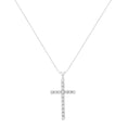 Load image into Gallery viewer, .925 Sterling Silver 2 cttw Classic Prong Set Round-Cut Diamond Cross 18" Pendant Necklace
