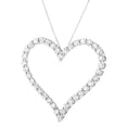 Load image into Gallery viewer, .925 Sterling Silver 3.0 cttw Round-Cut Diamond Open Heart Pendant Necklace - 18"
