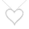 Load image into Gallery viewer, .925 Sterling Silver 3.0 cttw Round-Cut Diamond Open Heart Pendant Necklace - 18"
