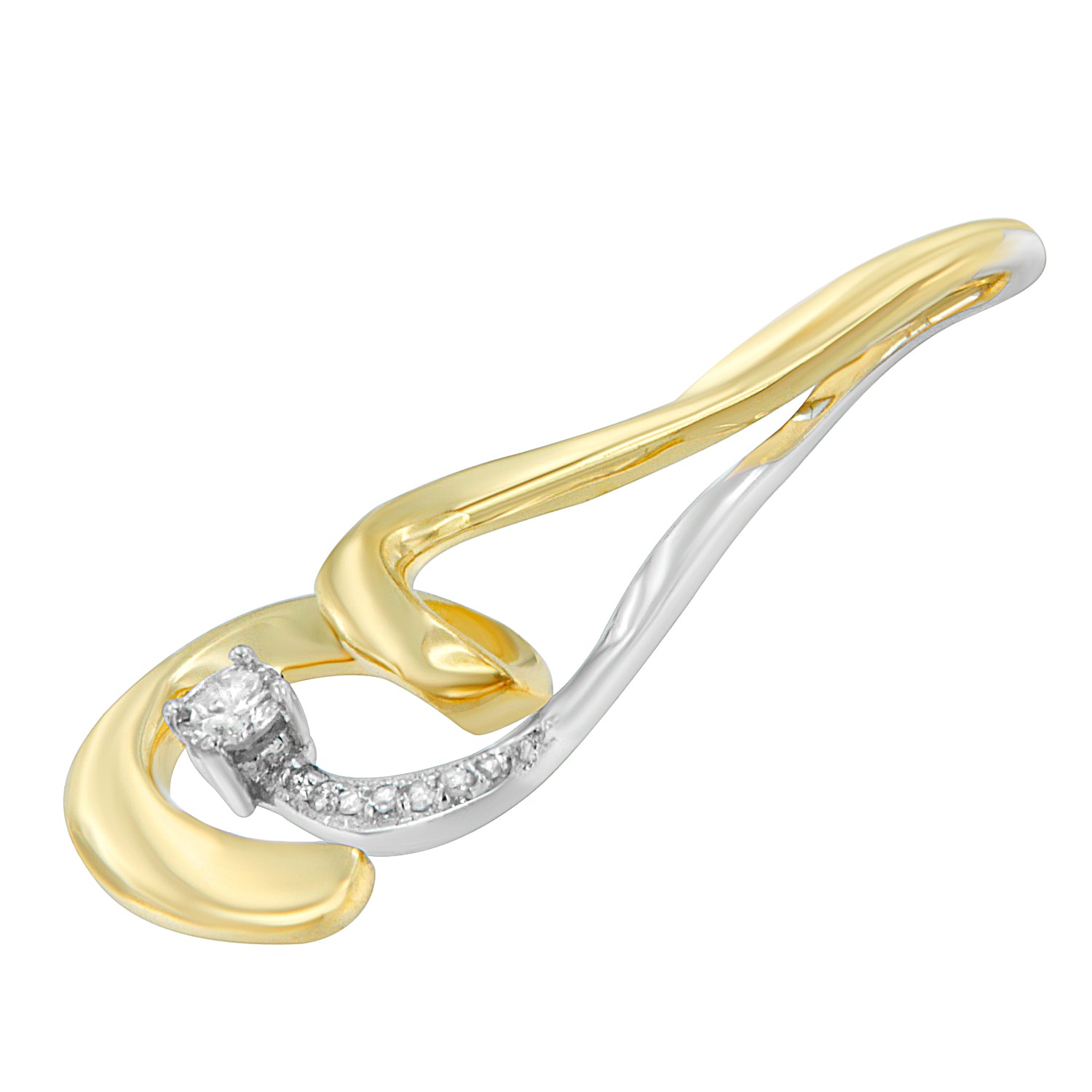Espira 10K Two-Tone Gold 1/10 cttw Round Cut Diamond Swirl Pendant Necklace