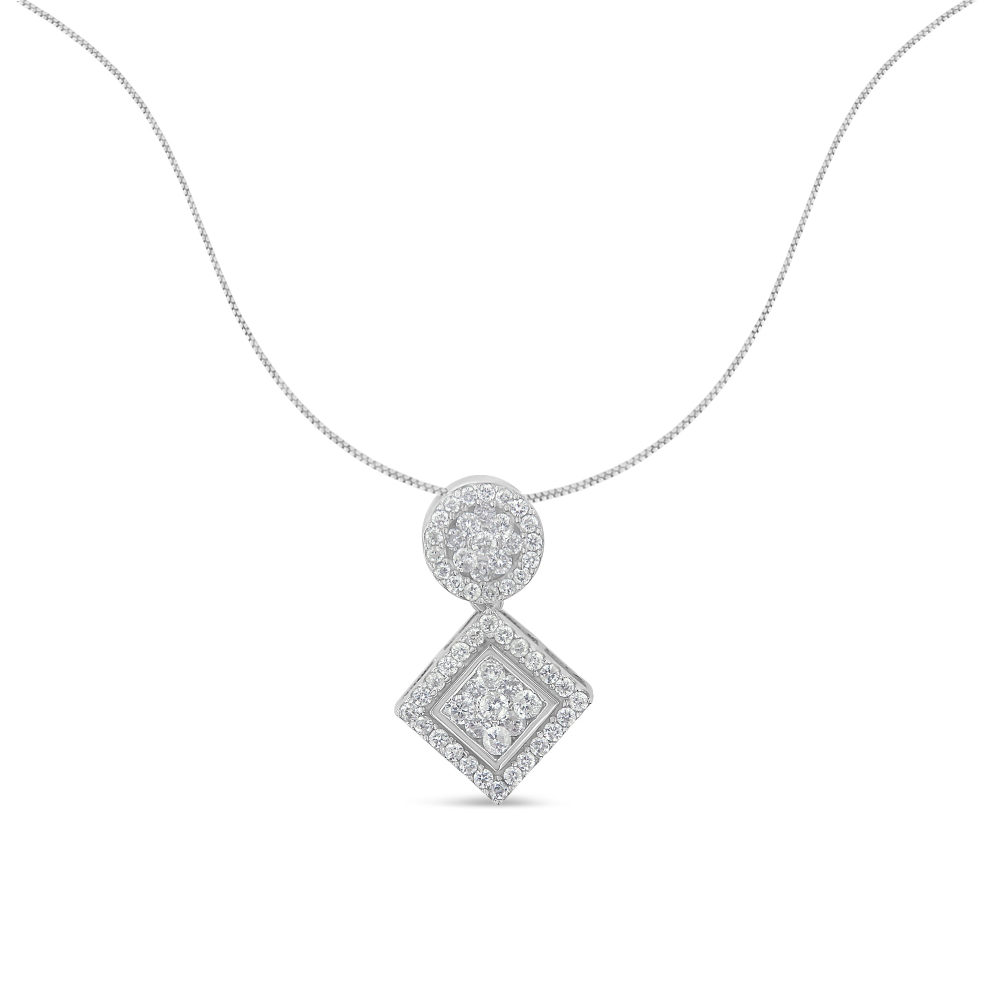 14K White Gold 1 cttw Diamond Pendant Necklace