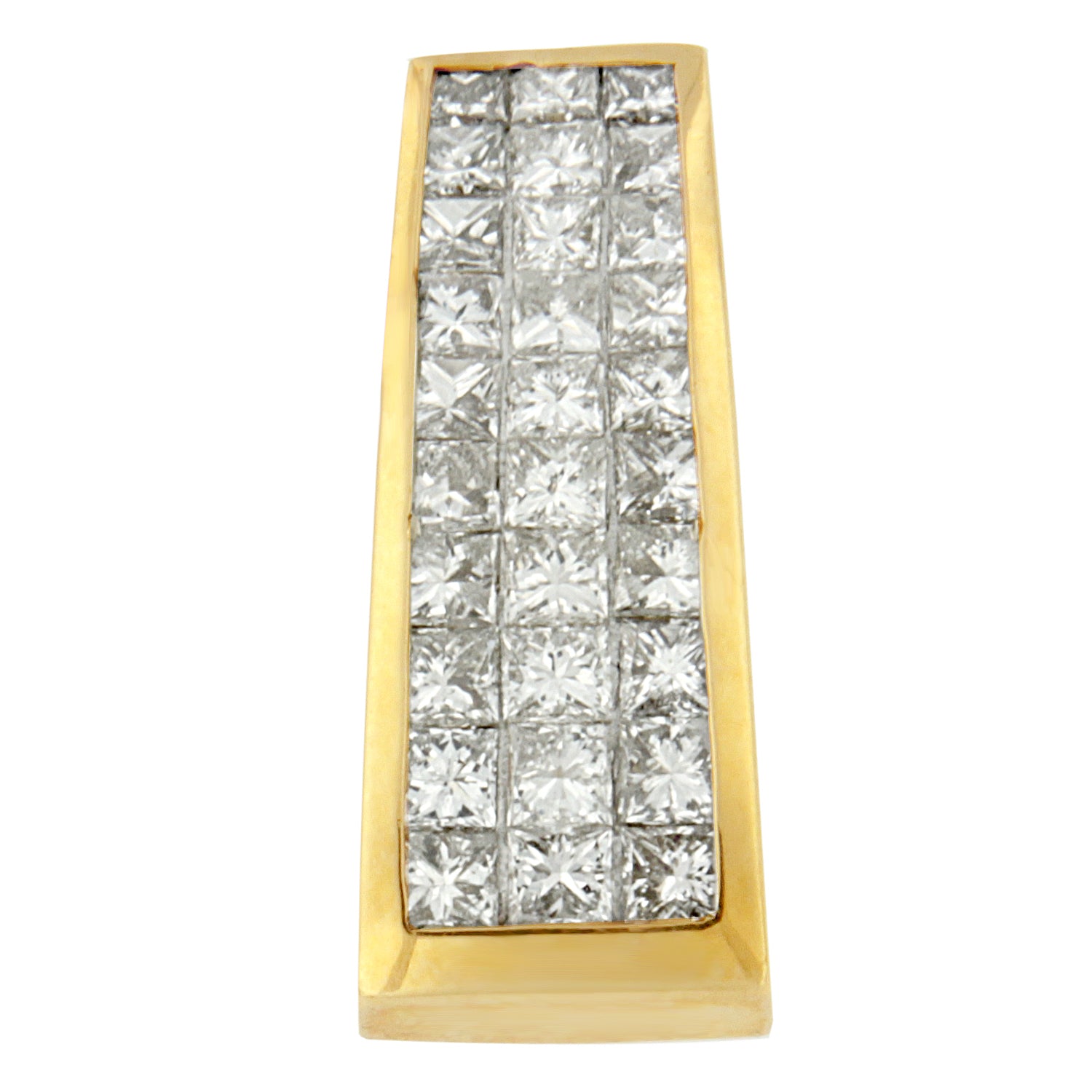 14K Yellow Gold Princess-Cut Diamond Pillar Pendant Necklace 1 5/8 cttw,