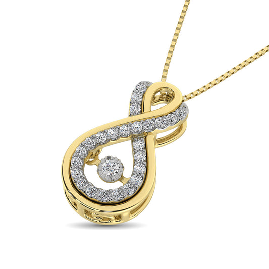 14K Yellow Gold 1/5 Ctw Diamond Infinity Pendant