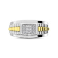 Load image into Gallery viewer, 10K White Gold with Accent of 10K Yellow Gold 1/4 Ct.Tw. Diamond Mens Fashion Ring
