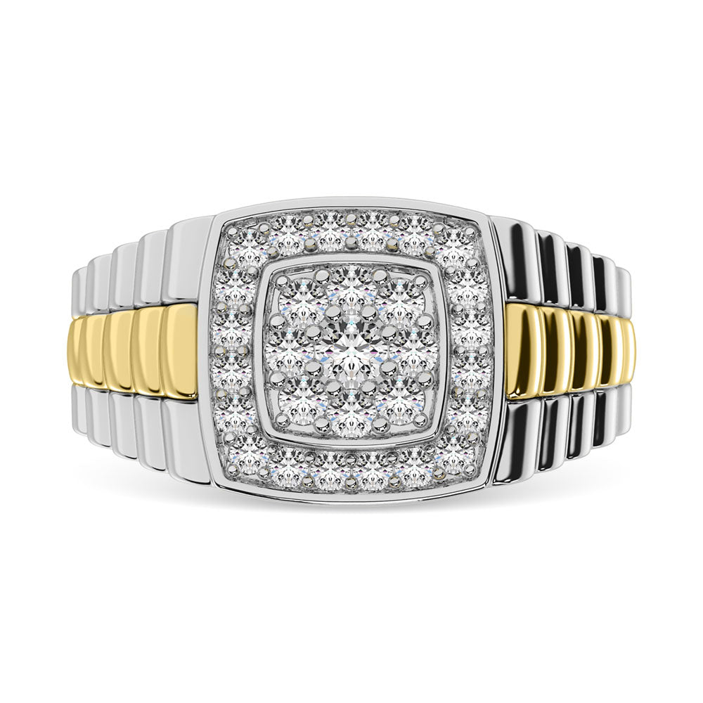 10K White Gold with Accent of 10K Yellow Gold 3/4 Ct.Tw. Diamond Mens Fashion Ring