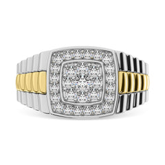 10K White Gold with Accent of 10K Yellow Gold 3/4 Ct.Tw. Diamond Mens Fashion Ring