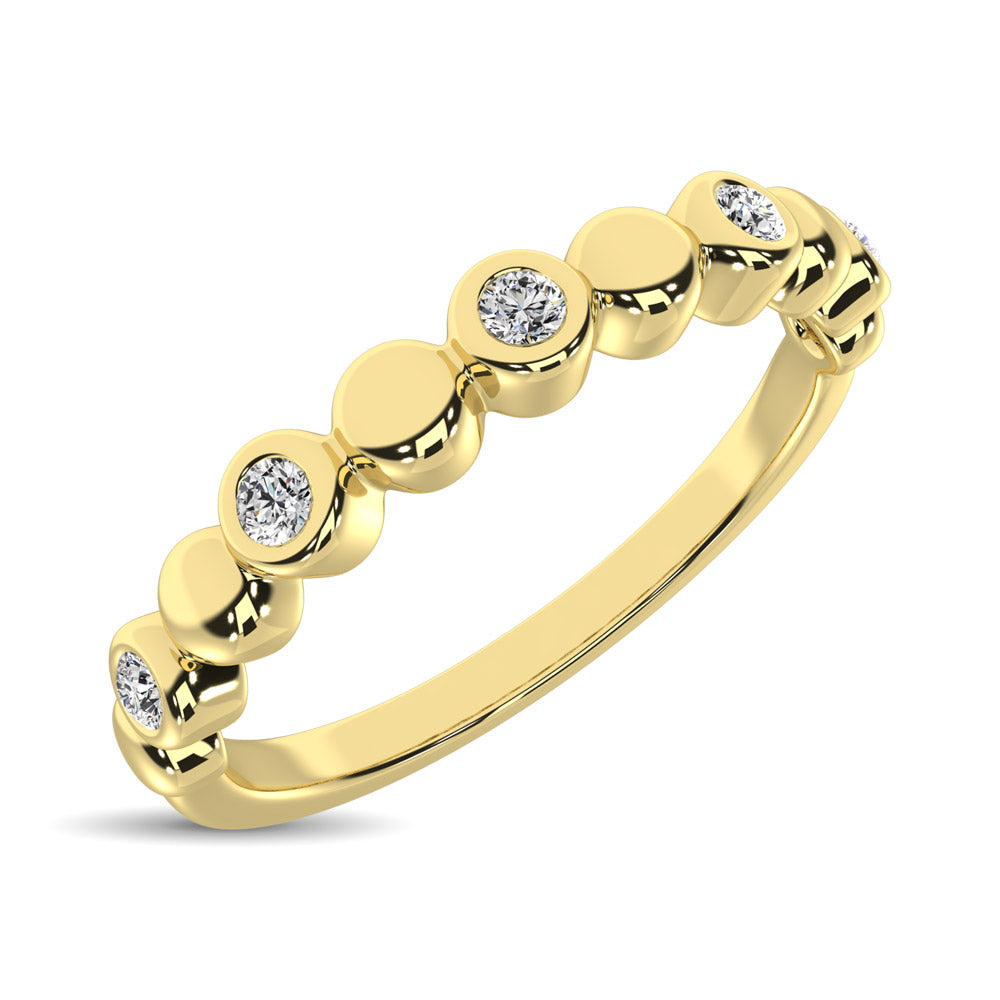 14K Yellow Gold 1/20 Ct.Tw.Diamond Stackable Band