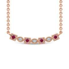 Diamond 1/8 Ct.Tw. And Ruby Fashion Necklace in 10K Rose Gold