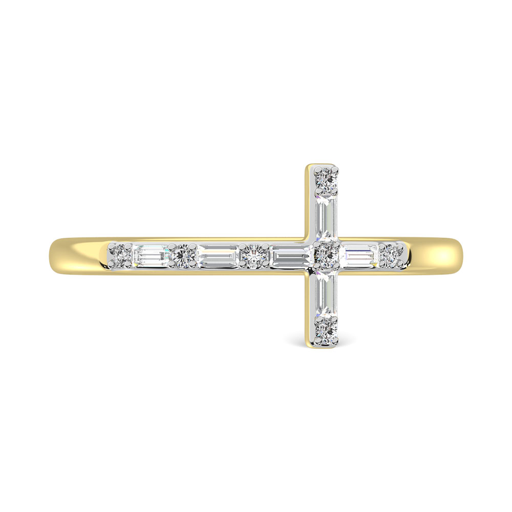 Diamond 1/6 Ct.Tw. Round and Baguette Stackable Ring in 14K Yellow Gold