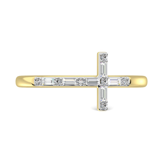 Diamond 1/6 Ct.Tw. Round and Baguette Stackable Ring in 14K Yellow Gold