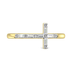 Diamond 1/6 Ct.Tw. Round and Baguette Stackable Ring in 14K Yellow Gold