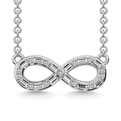 Diamond 1/6 Ct.Tw. Round and Baguette Cut Infinity Necklace in 10K White Gold