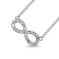 Diamond 1/6 Ct.Tw. Round and Baguette Cut Infinity Necklace in 10K White Gold