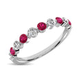 Load image into Gallery viewer, Diamond 7/8 Ct.Tw. And Ruby Stack Band in 14K White Gold ( 6 Diamond and 5 Ruby )
