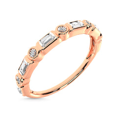 Diamond 1/8 Ct.Tw. Round and Baguette Stack Band in 14K Rose Gold