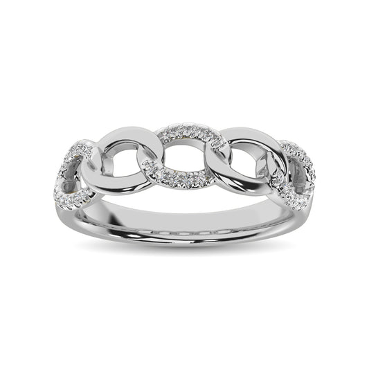 14K White Gold 1/6 Ct.Tw. Diamond Interlinked Annivesary Band