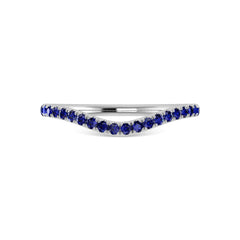 14K White Gold Blue Sapphire 1/5 Ct.Tw. Curve Band