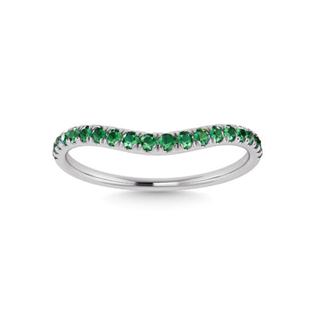 14K White Gold Emerald 1/5 Ct.Tw. Curve Band