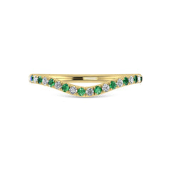 14K Yellow Gold Emerald And Diamond 1/5 Ct.Tw. Curve Band