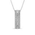 Load image into Gallery viewer, 14K White Gold Round and Baguette Diamond 1/3 Ct.Tw. Drop Bar Pendant
