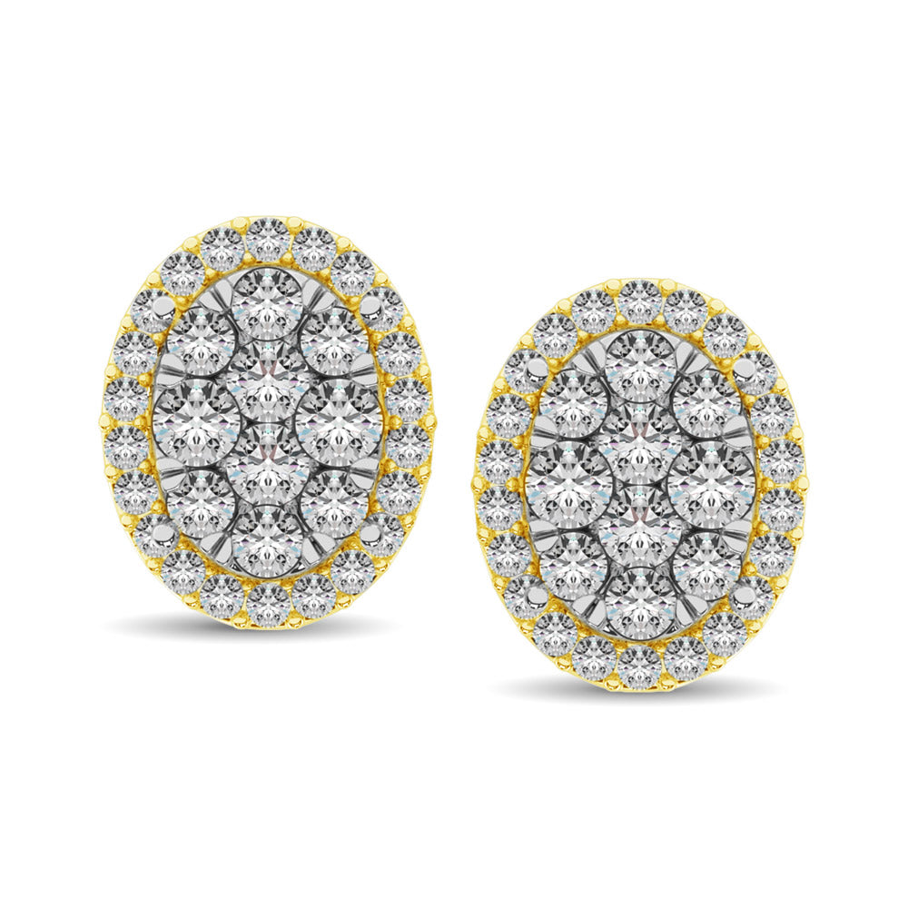 Diamond 3/4 ct tw Oval Shape Earrings  in 14K Yellow Gold