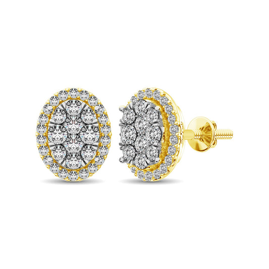 Diamond 3/4 ct tw Oval Shape Earrings  in 14K Yellow Gold