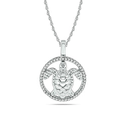 Diamond Sea Of life Turtle Pendant 1/8 ct tw in Sterling Silver