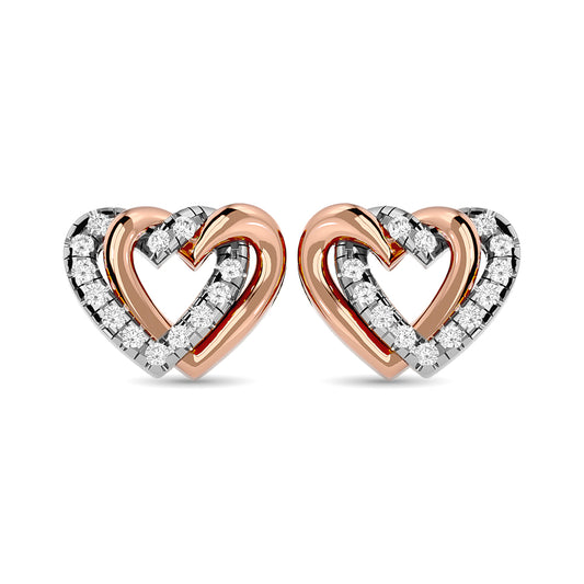 Diamond Duel Heart earrings 1/6 ct tw in 10K Rose Gold