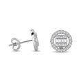 Load image into Gallery viewer, Diamond 3/8 Ct.Tw. Round and Baguette Fashion Earrings in 14K White Gold
