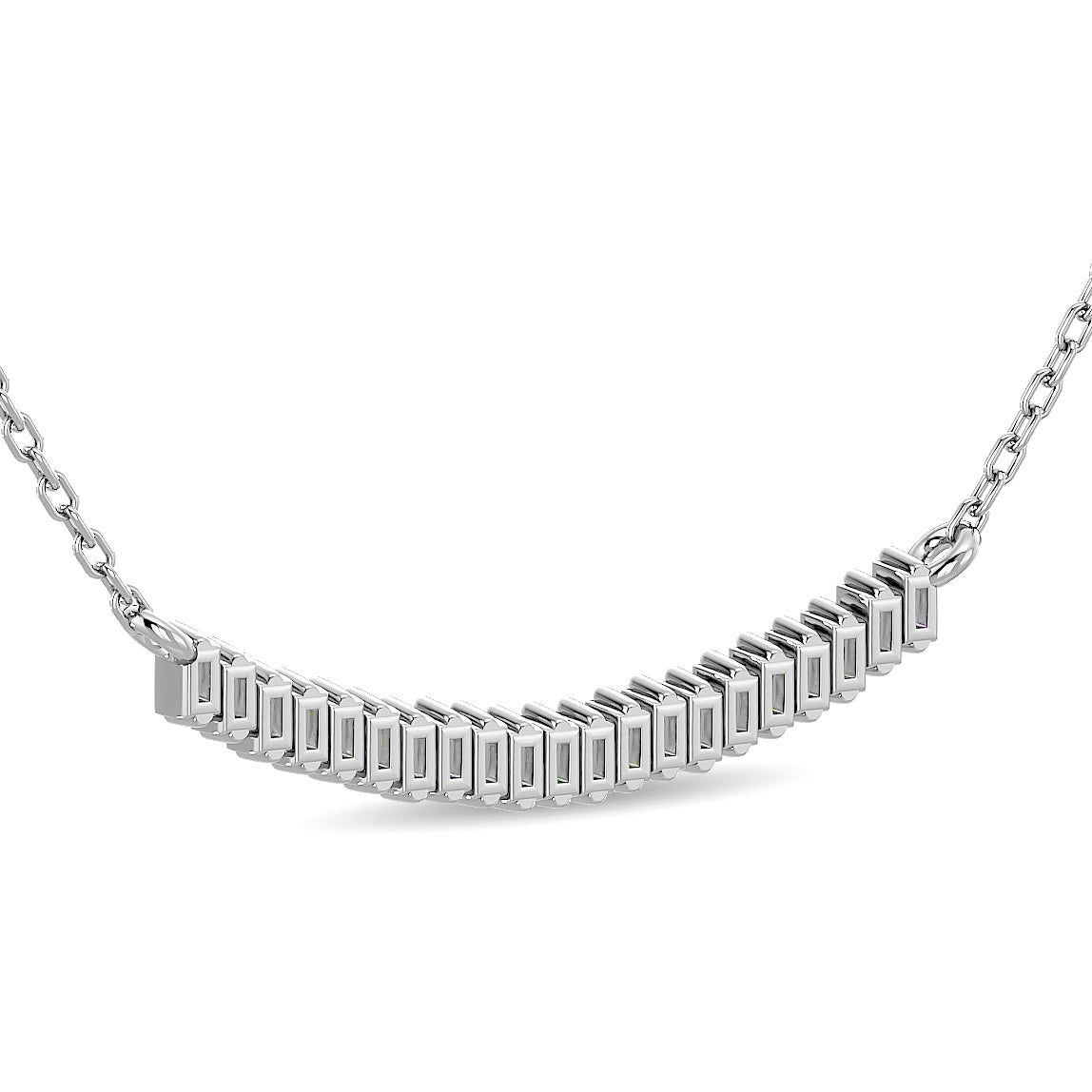 Diamond 1/6 Ct.Tw. Baguette Fashion Necklace in 14K White Gold