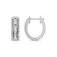 Load image into Gallery viewer, Diamond 1/3 Ct.Tw. Round and Baguette Hoop Earrings in 10K White Gold
