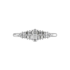 Diamond 1/4 Ct.Tw. Round and Baguette Fashion Ring in 10K White Gold