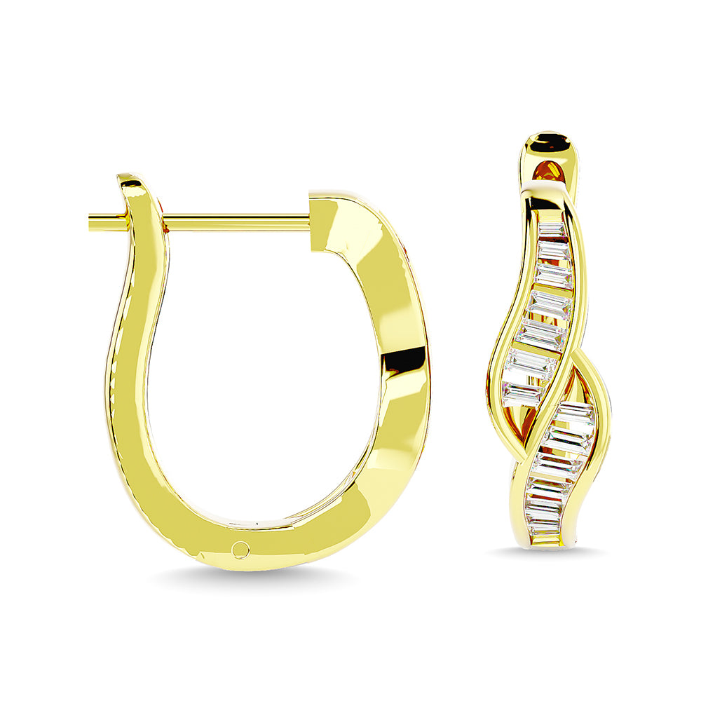 Diamond 1/3 Ct.Tw. Straight Baguette Hoop Earrings in 14K Yellow Gold