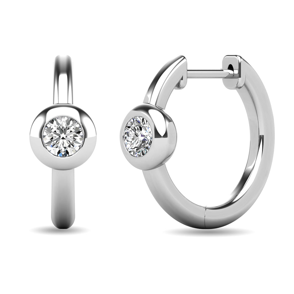 Diamond 1/10 ct tw Bezel Set Earrings in 10K White Gold