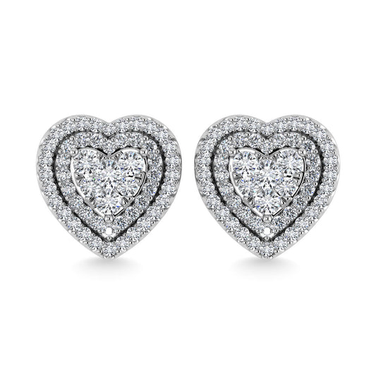 Diamond 7/8 Ct.Tw. Heart Earrings in 10K White Gold