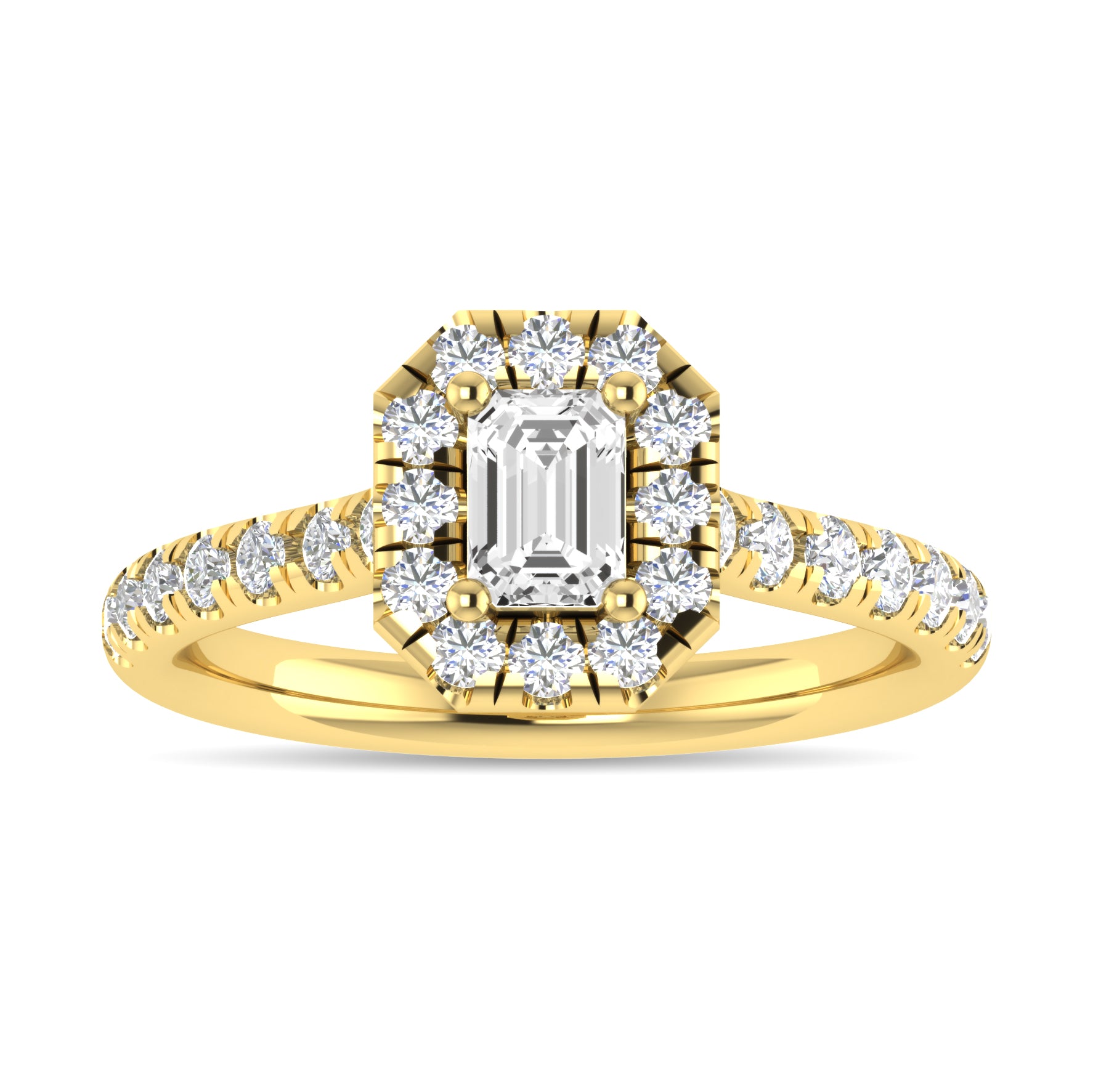 Diamond 1 Ct.Tw. Emerald Shape Engagement Ring in 10K Yellow Gold