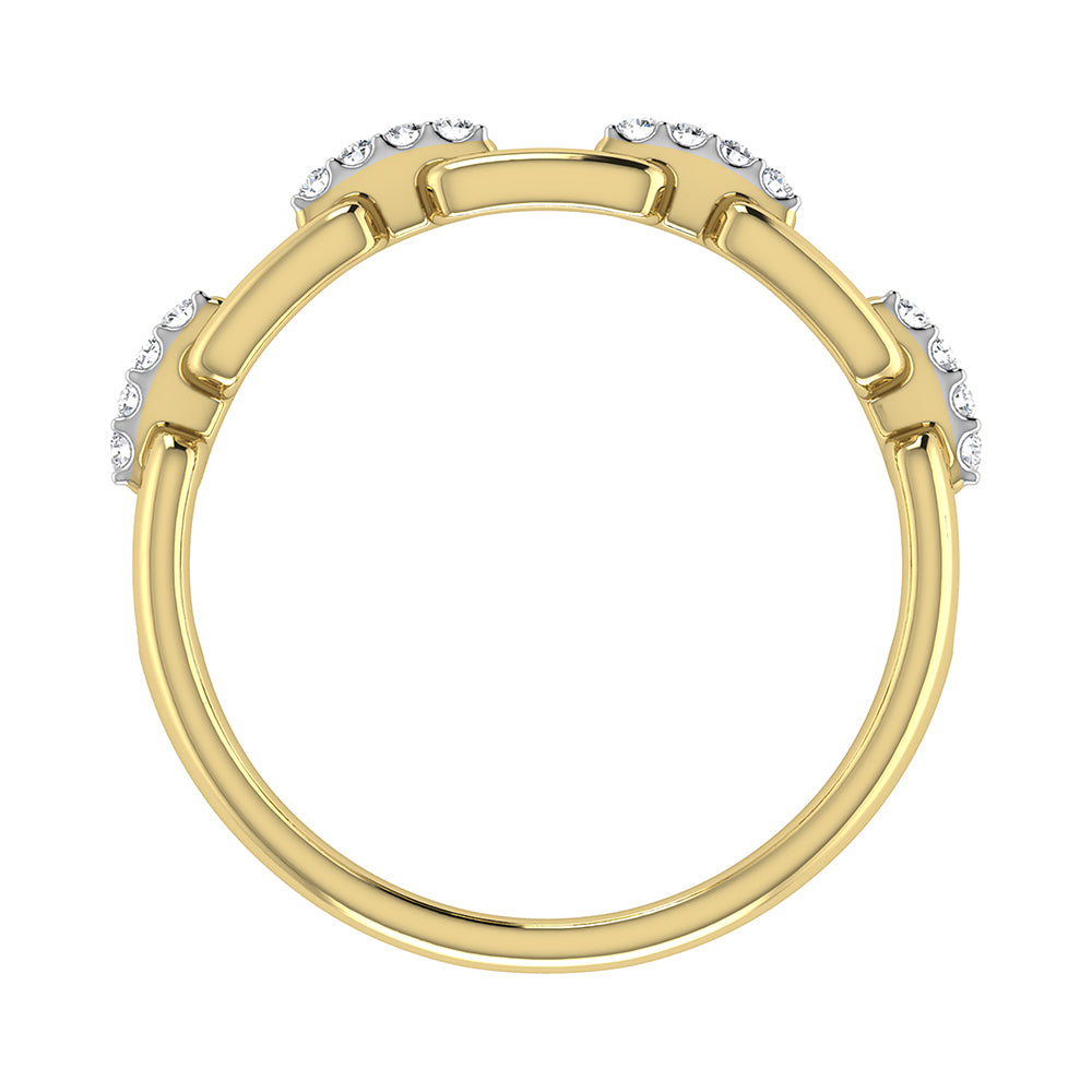 10K Yellow Gold 1/8 Ct.Tw. Diamond Cuban Link Fashion Ring